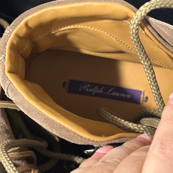 NWOT Ralph Lauren Purple Label Dimicia Calf Suede Bootie In Morel Size 37B - Picture 7 of 7